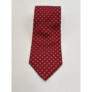 Angelo Bassi Pure Silk Tie Red Geometric Made in Italy Luxury Mens Neckwear